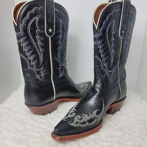 Tony Lama Black and Silver Heeled Boots - Picture 5 of 12